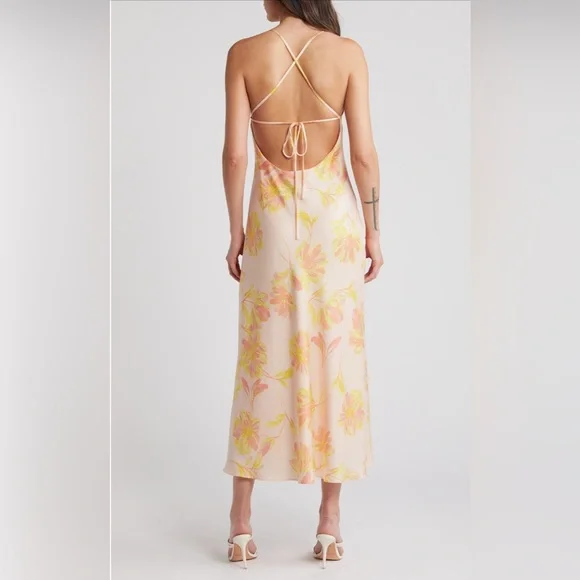 New! WAYF Nordstrom Lolita Cowl Neck Satin Gown Size Women’s medium - Picture 6 of 13